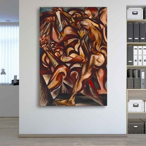 Man with Knife by Jackson Pollock - Abstract Wall Art, Framed Canvas Art Print for Living Room or Bedroom