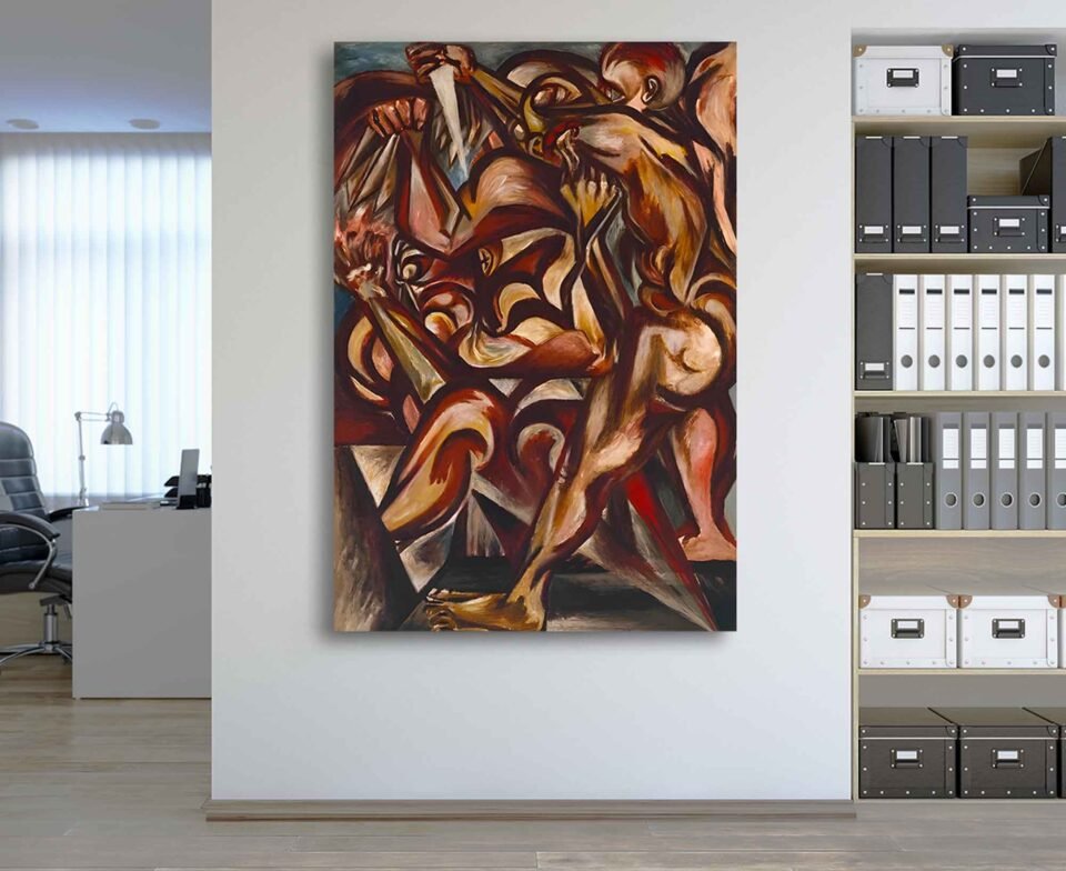 Man with Knife by Jackson Pollock - Abstract Wall Art, Framed Canvas Art Print for Living Room or Bedroom