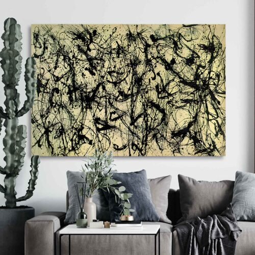 Dynamic Drip by Jackson Pollock - Abstract Expressionism Black Ink Drip Art