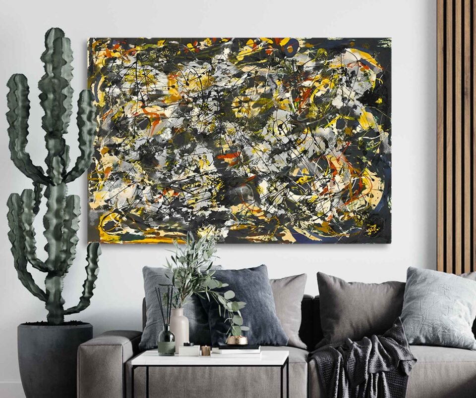 Number-4 by Jackson Pollock - Abstract Art on Framed Canvas - Bold Colours for Modern Home, Unique Wall Art Prints