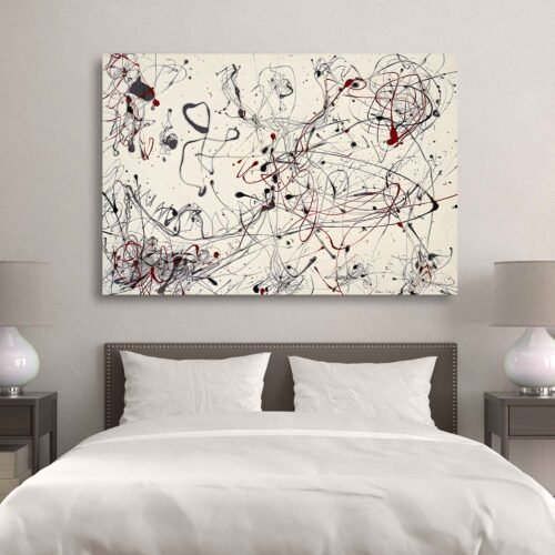 Jackson Pollock Grey and Red, Canvas Art - Abstract Drip Painting Print