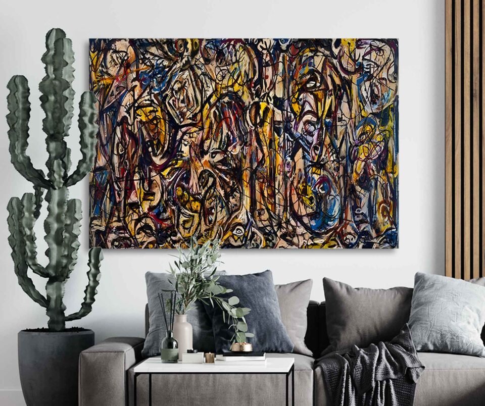 There Were Seven in Eight - Artwork by Jackson Pollock, Canvas Art Prints for Stylish Bedroom Wall Decor