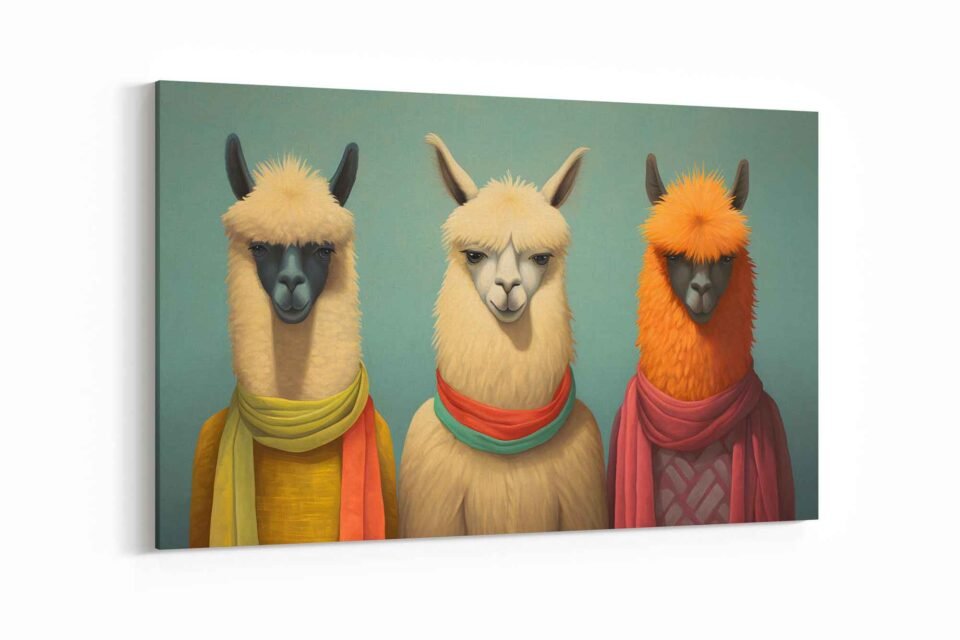 Trendy Llamas in Colorful Scarves - Image 2