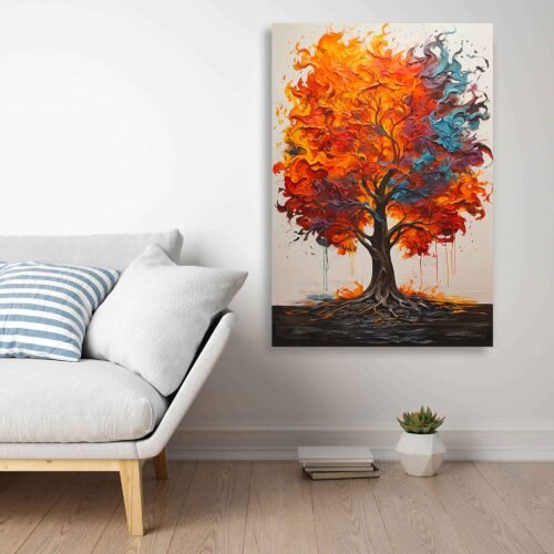 Flame Tree Abstract Art - Colourful Nature Print