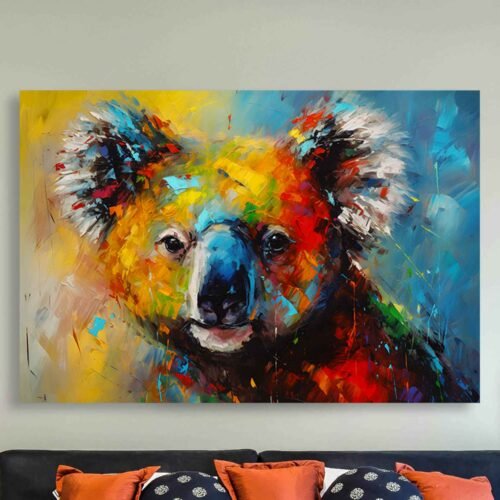 Koala Bear Vibrant Splatter Canvas Art - Abstract Art Wildlife Print