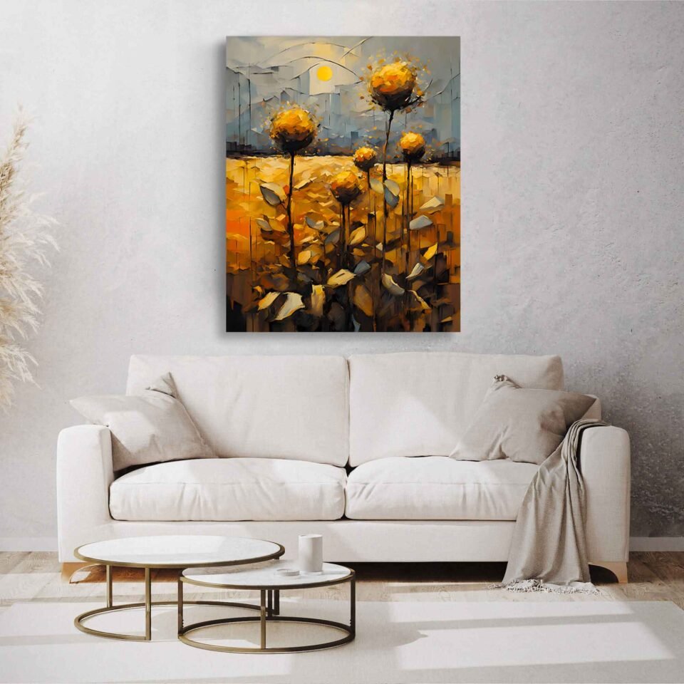 Abstract Sunset Yellow Flowers - Image 4