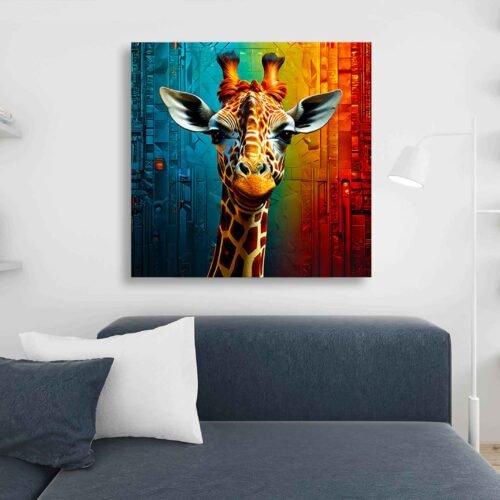 Artistic Giraffe Canvas Art - Colourful Abstract Animal Print