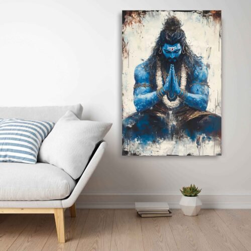 Lord Shiva Meditation Canvas Wall Art - Spiritual Hindu Deity Print