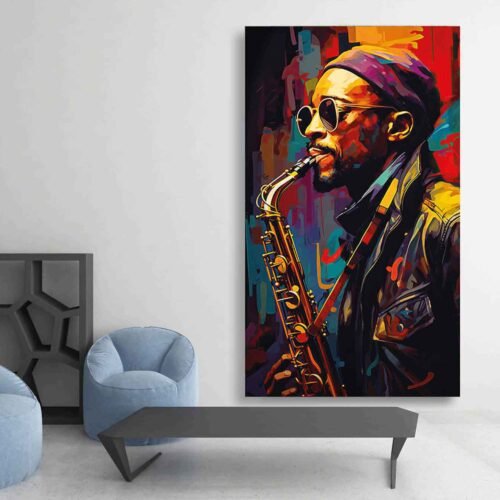 Abstract Jazz Saxophone Player Canvas Print - Modern Musician Wall Art