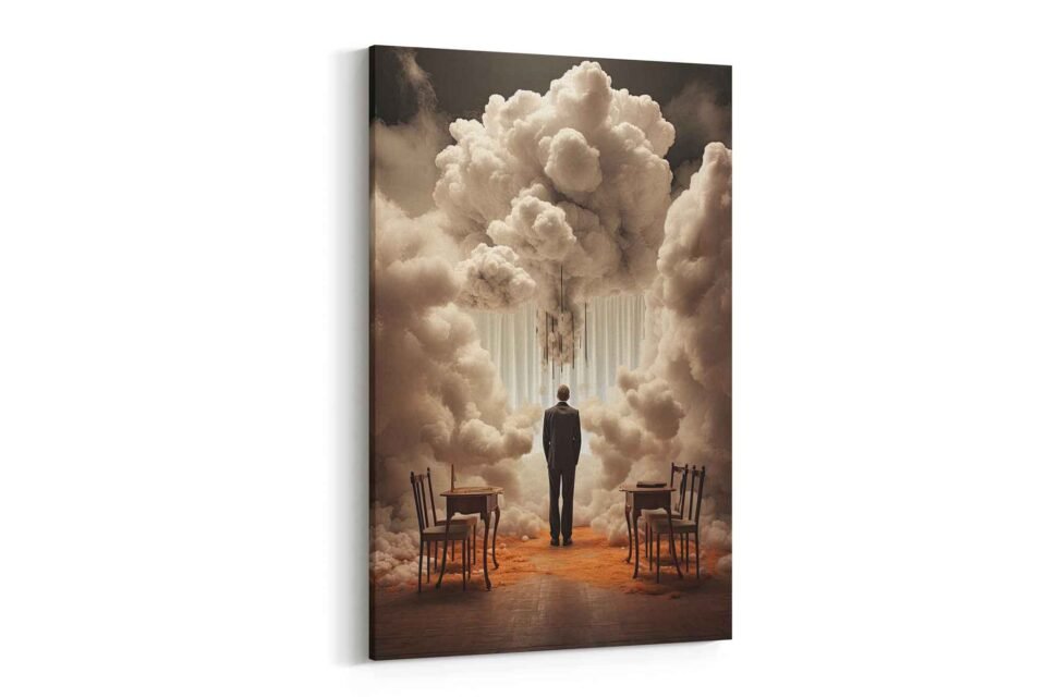 Dreamlike Abstract Art - Surreal Room with Clouds Canvas Art Prints For Wall Decor