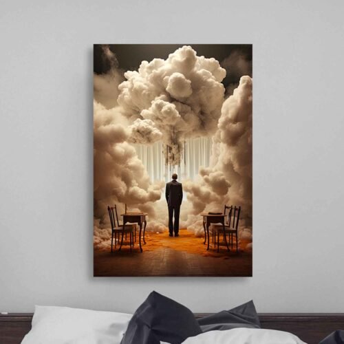 Dreamlike Abstract Art - Surreal Room with Clouds Canvas Art Prints For Wall Decor