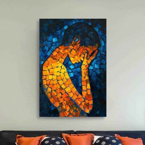 Mosaic Figure Canvas Print - Modern Expressionist Wall Art
