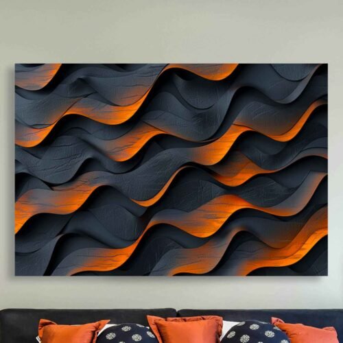 Black and Orange Ripple Art - Contemporary Industrial Wall Decor