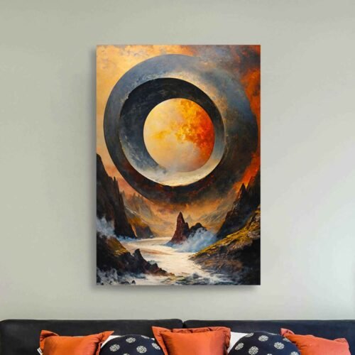 Epic Ring Portal Landscape Canvas - Fantasy Abstract Wall Art
