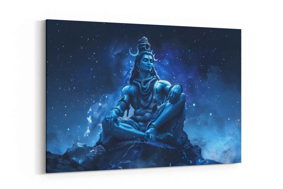 Lord Shiva Cosmic Meditative Canvas - Spiritual Hindu God Wall Art