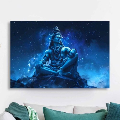 Lord Shiva Cosmic Meditative Canvas - Spiritual Hindu God Wall Art
