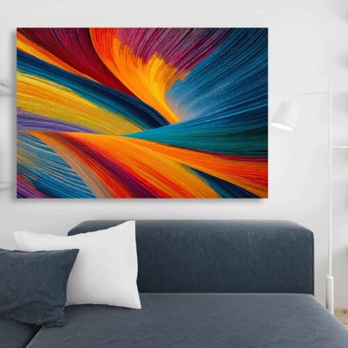 Rainbow Aura Abstract Wall Art - Contemporary Fluid Motion Wall Art Print