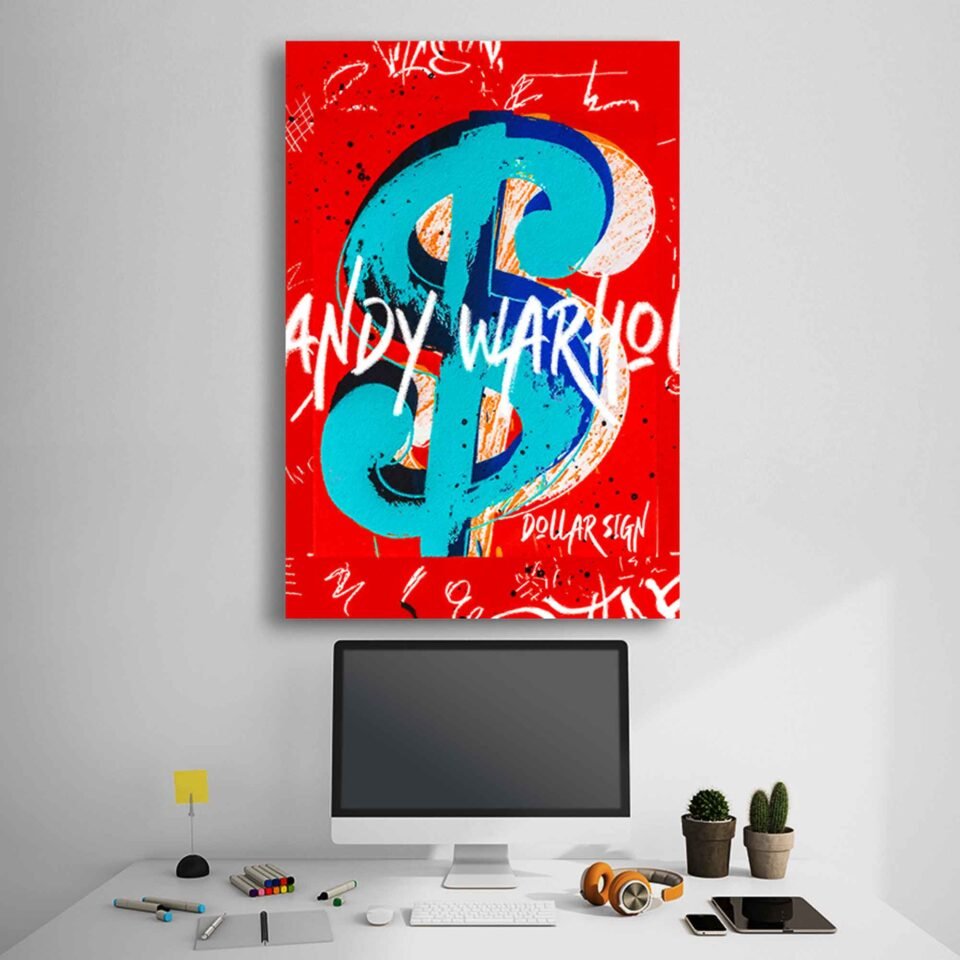 Andy Warhol Dollar Sign Pop Art Canvas Print - Red Graffiti Wall Art