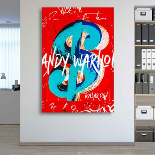 Andy Warhol Dollar Sign Pop Art Canvas Print - Red Graffiti Wall Art