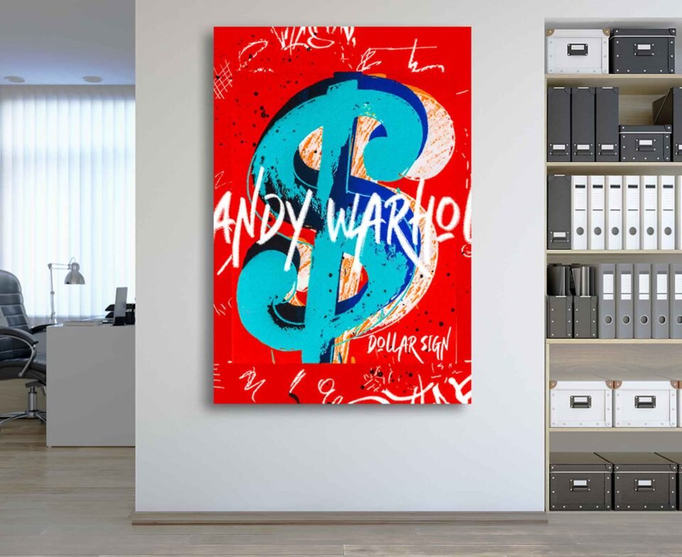 Andy Warhol Dollar Sign Pop Art Canvas Print - Red Graffiti Wall Art