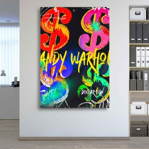 Andy Warhol Style Urban Pop Art Print - Iconic Dollar Symbol Canvas Art Prints