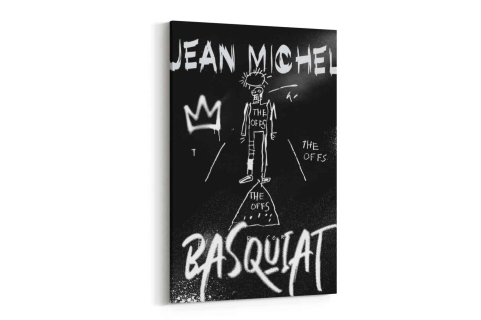 Skeleton Figure - Jean-Michel Basquiat - Iconic Black and White Urban Art Print