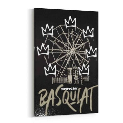 Banksy and Basquiat Canvas Art - Iconic Artistic Fusion | Street Art Wall Decor | Modern Living Room Canvas Prints