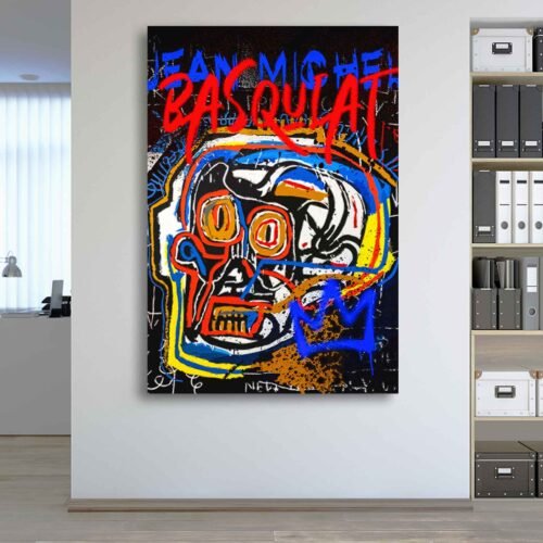 Skull and Crown - Basquiat Style Canvas Art | Iconic Neo-Expressionist Street Art Print