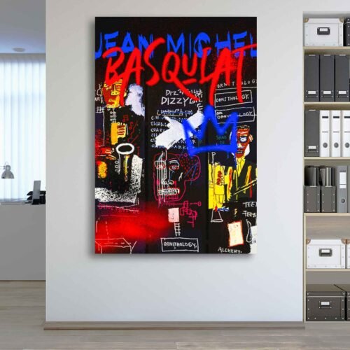 Jazz Kings - Basquiat Style Canvas Art | Neo-Expressionist Street Art Print | Dizzy Gillespie & Charlie Parker Tribute