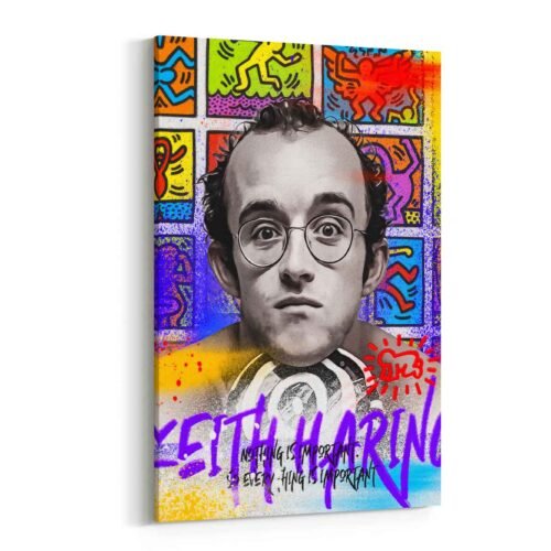 Everything Is Important - Keith Haring Canvas Print | Inspirational Colourful Pop Art Portrait | Modern Graffiti Wall Art