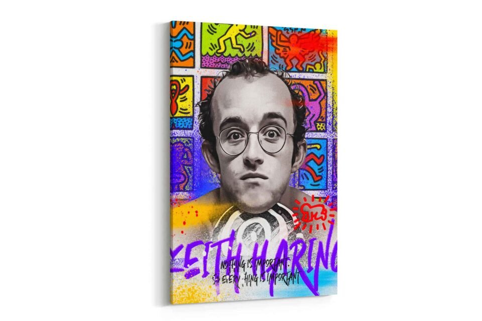 Everything Is Important - Keith Haring Canvas Print | Inspirational Colourful Pop Art Portrait | Modern Graffiti Wall Art