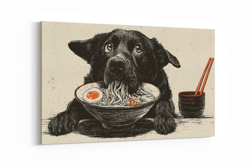 Cute Dog Eating Ramen - Image 2