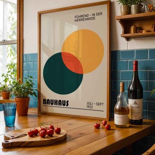 Modernist Circles Bauhaus Exhibition 1923 Poster Print | Minimalist Geometric Art with Overlapping Circles | Modernist Wall Decor for Home or Office