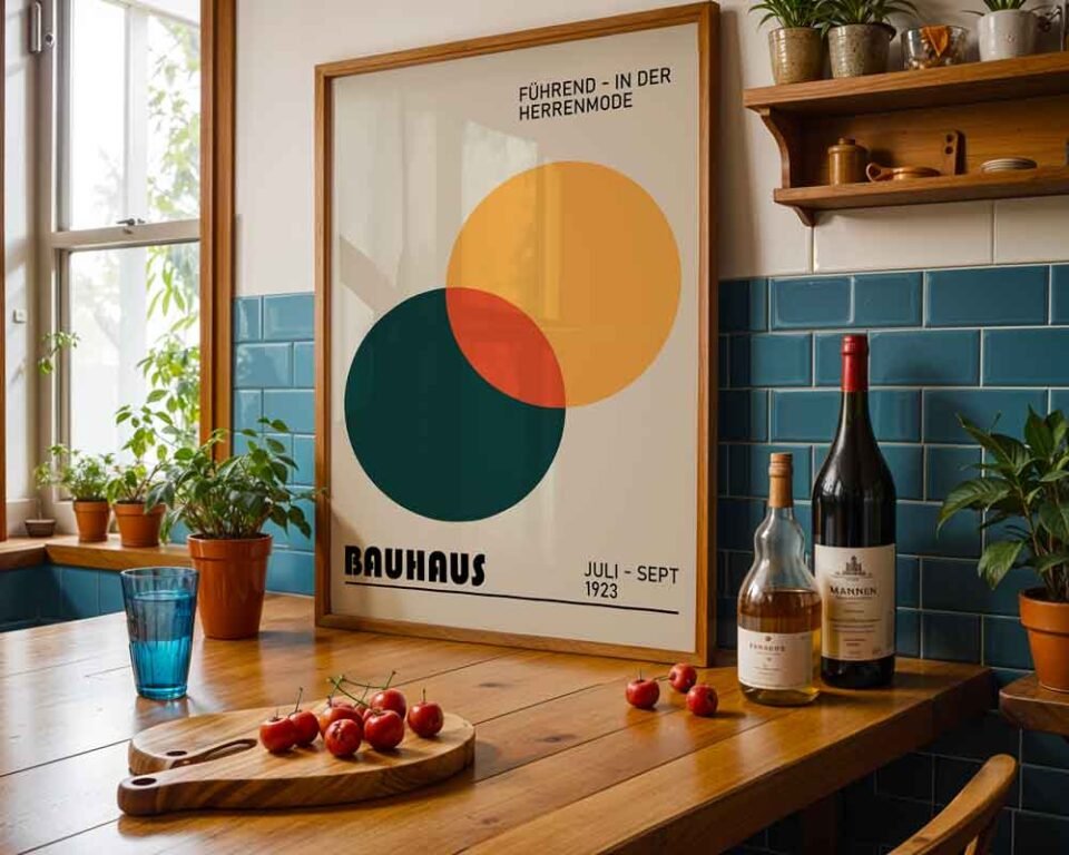 Modernist Circles Bauhaus Exhibition 1923 Poster Print | Minimalist Geometric Art with Overlapping Circles | Modernist Wall Decor for Home or Office