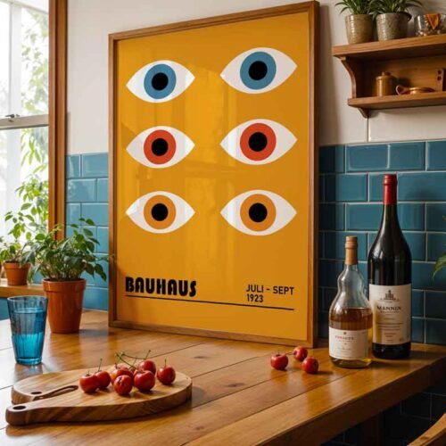 All Eyes on You - Bauhaus Exhibition 1923 Poster Print | Minimalist Abstract Eyes Wall Art | Colourful Geometric Design for Modern Home Decor