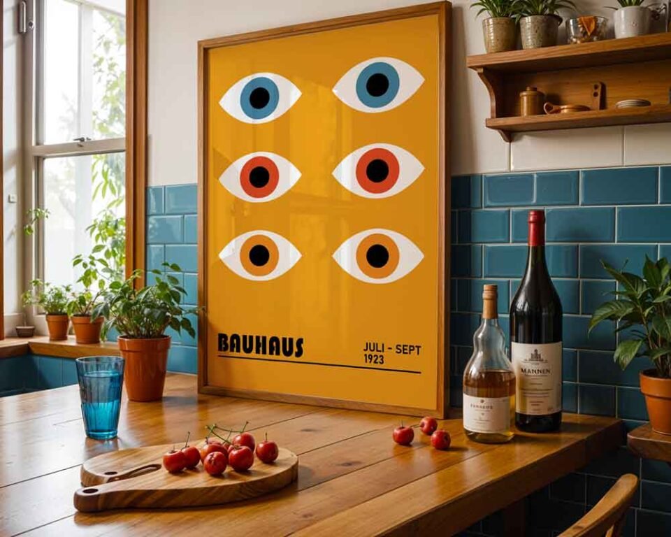 All Eyes on You - Bauhaus Exhibition 1923 Poster Print | Minimalist Abstract Eyes Wall Art | Colourful Geometric Design for Modern Home Decor