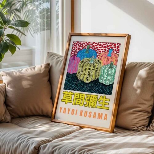 Yayoi Kusama Dot Pumpkins Poster Print | Colourful Polka Dot & Infinity Net Wall Art | Contemporary Japanese Wall Art for Home Decor