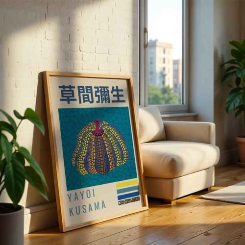 Yayoi Kusama Polka Pumpkin Poster Print | Colourful Polka Dot & Infinity Net Wall Art | Contemporary Japanese Pop Art for Home Decor