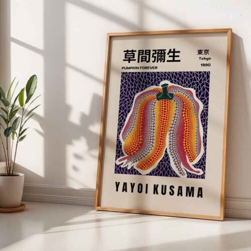 Yayoi Kusama Tokyo Pumpkin Forever Exhibition Poster Print | Colourful Polka Dot & Infinity Net Wall Art | Contemporary Japanese Pop Art