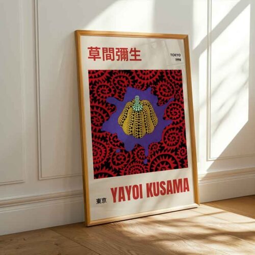 Yayoi Kusama Tokyo 1998 Exhibition Poster Print | Yellow Polka Dot Pumpkin Wall Art | Contemporary Japanese Pop Art