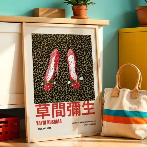 Yayoi Kusama "Red Shoes" Tokyo & Paris 1998 Exhibition Poster Print | Polka Dot & Infinity Net Wall Art | Contemporary Japanese Pop Art