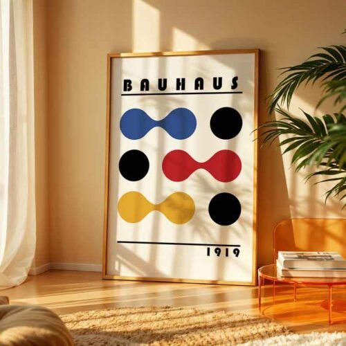 Primary Colours Bauhaus 1919 Poster Print | Minimalist Geometric Abstract Shapes in Primary Colours | Modernist Wall Art for Home or Office Decor