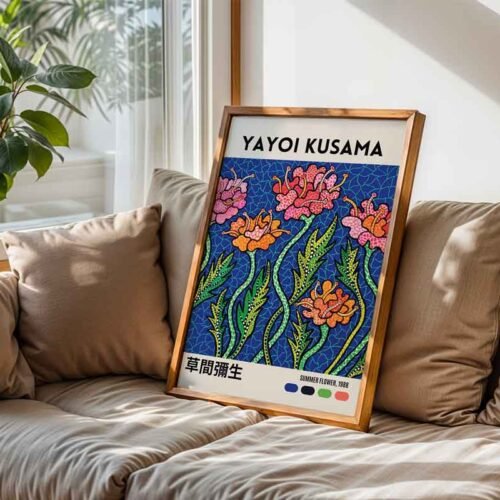 Yayoi Kusama Summer Flower, 1988 Exhibition Poster Print | Colourful Polka Dot & Infinity Net Wall Art | Contemporary Japanese Wall Art Prints