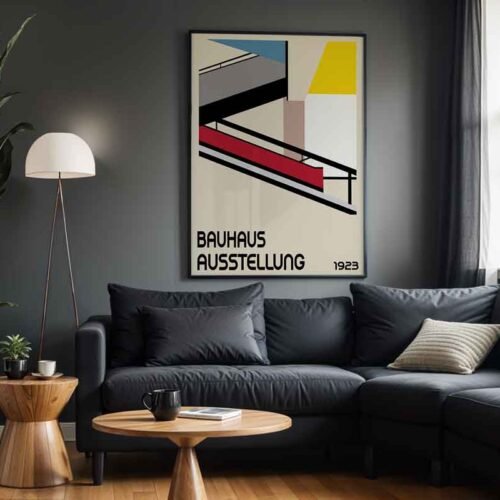 Abstract Architectural Bauhaus Ausstellung 1923 Poster Print | Abstract Wall Art | Modernist Geometric Decor with Primary Colours