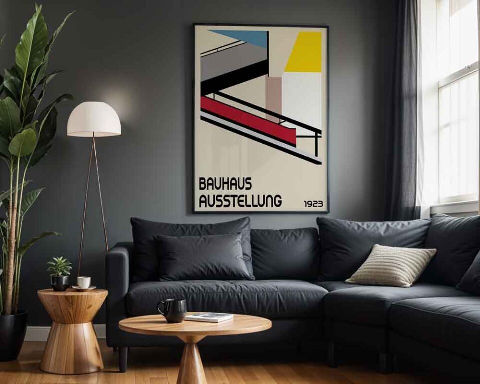 Abstract Architectural Bauhaus Ausstellung 1923 Poster Print | Abstract Wall Art | Modernist Geometric Decor with Primary Colours