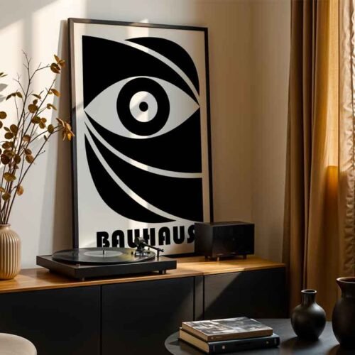 Graphic Eye - Bauhaus Style Poster Prints | Minimalist Abstract Eye Wall Art | Black and White Graphic Design for Modern Home Decor