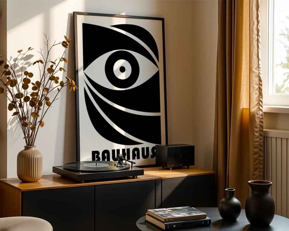 Graphic Eye - Bauhaus Style Poster Prints | Minimalist Abstract Eye Wall Art | Black and White Graphic Design for Modern Home Decor