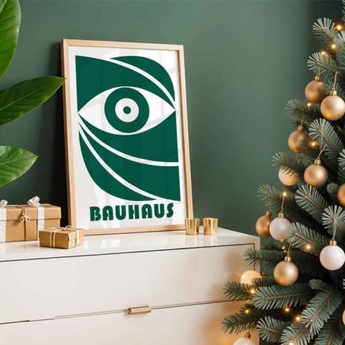 Dark Green Eye Bauhaus Style Poster Prints | Minimalist Living Room Wall Art