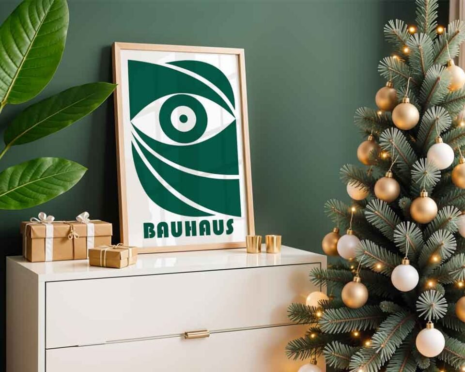 Dark Green Eye Bauhaus Style Poster Prints | Minimalist Living Room Wall Art