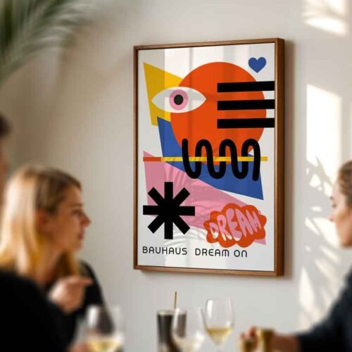 Dream On Poster Print | Colourful Geometric & Surrealist Art | Bauhaus Modern Abstract Wall Art Prints Decor for Home or Office